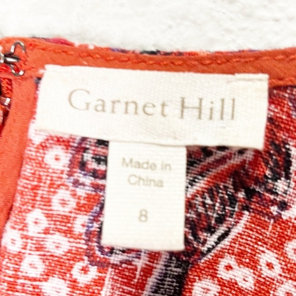 Garnet Hill 100% Linen Fringe-Hem A-Line Dress Orange 8 - Picture 8 of 9